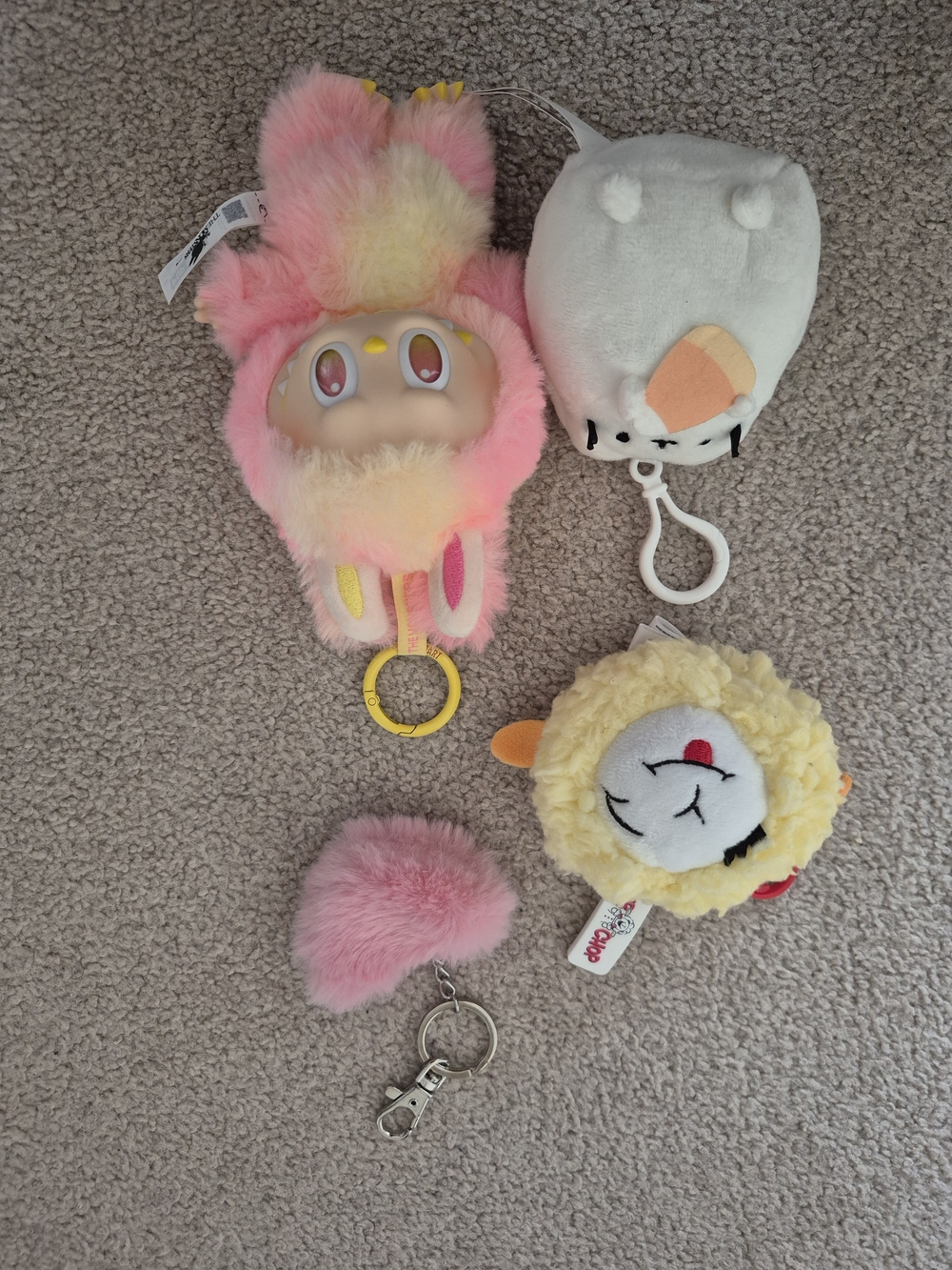 Plush Keychain Bundle : BIE Loyalty Labubu,Lambchop, Pusheen